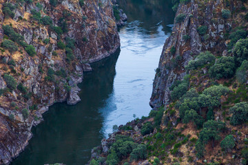 Douro river at the bottom of the escarpments in Douro International Natural Park