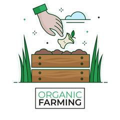Compost bin icon - Organic Farming - Editable stroke