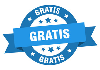 gratis ribbon. gratis round blue sign. gratis