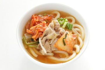 Korean Kimchi and pork in Udon noodles