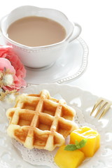 Mango and mint waffle