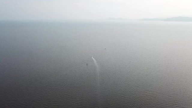 Fishing boat sail to the sea near Kuala Juru, Penang.