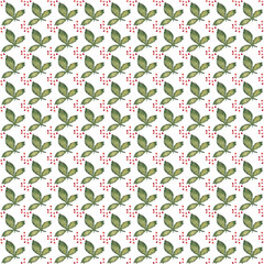 Seamless pattern of watercolor green leaves on a white background. Use for invitations, greetings, birthdays and weddings