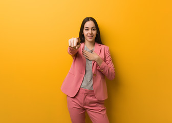 Young modern business woman dreams of achieving goals and purposes