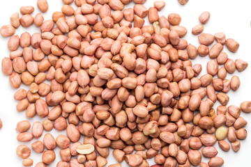 Peanuts on a white background
