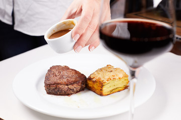 steak with sauce