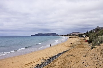 Porto Santo golden beach in a cloudy day (Porto Santo, Madeira, Portugal)