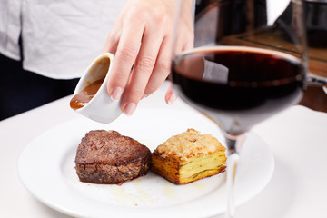 steak with sauce