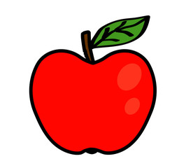 Red ripe apple on a white background. Vector illustration. 