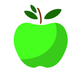 Green apple on a white background. Vector illustration. 