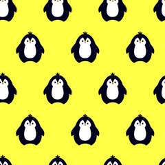 Cute penguin - seamless pattern. vector. kawaii