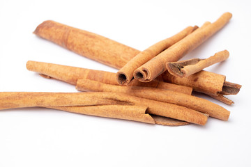 Cinamon. Organic Exotic Herbs and Spices on iSolated White Background
