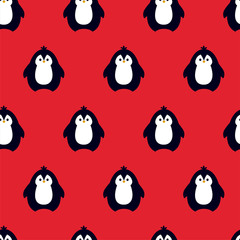 Cute penguin - seamless pattern. vector. kawaii