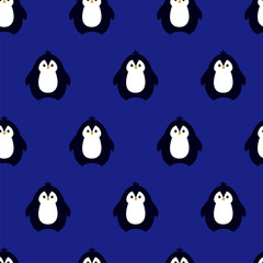 Cute penguin - seamless pattern. vector. kawaii