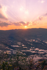 Terraced rice fields of YuanYang , China with beautiful sun rise