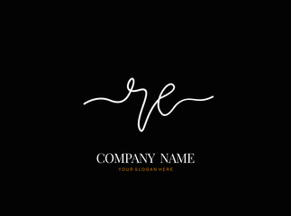 R E RE Initial handwriting logo design with circle. Beautyful design handwritten logo for fashion, team, wedding, luxury logo.