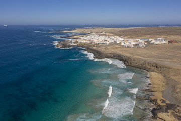 Fuerteventura beach aerial view in Spain