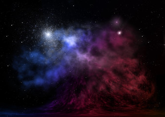 Obraz premium Far being shone nebula and star field. 3D rendering