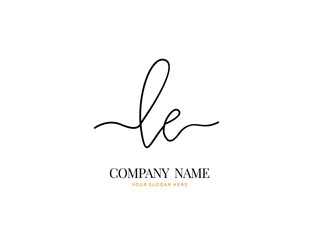 L E LE Initial handwriting logo design with circle. Beautyful design handwritten logo for fashion, team, wedding, luxury logo.