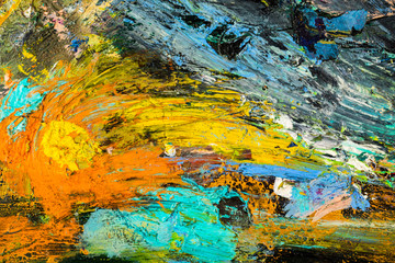 Fototapeta na wymiar Background image of bright oil-paint palette closeup.