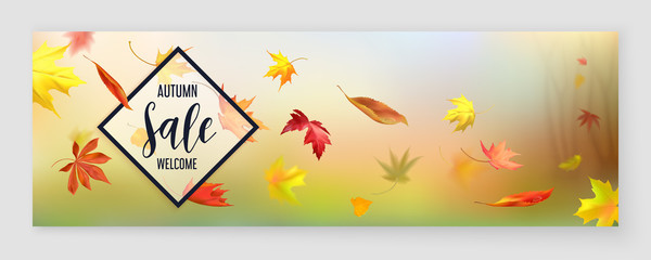 Fall season sale horizontal banner