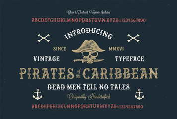 Original Handmade Gothic Font. Retro Typeface. Clean & Textured Versions Included. Vector Illustration.