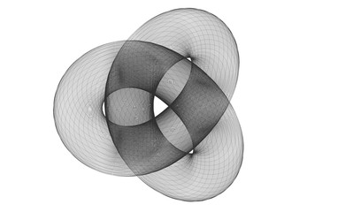 Black wire-frame torus knot 3d