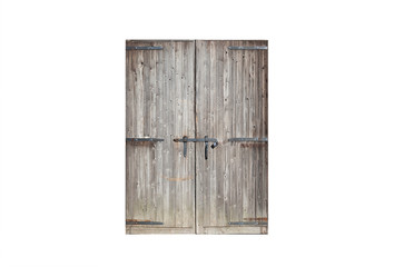 Old weathered wooden gate isolated