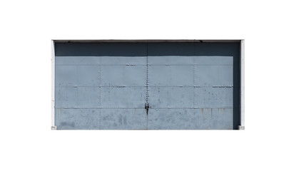 Closed blue metal gate isolated