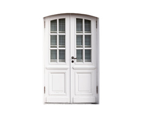 Classic white wooden door on white