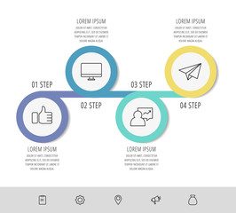 Vector infographic template circles for four paper label, diagram, graph, presentation. Business concept with 4 options. Blank space for content, step for step, timeline, workflow, marketing, web