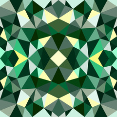 Bright kaleidoscope pattern. Green shapes with yellow.