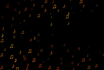 Fototapeta na wymiar Dark Orange vector pattern with music elements.