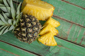 pineapple on wooden table