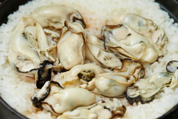 Steamed white rice with oyster 