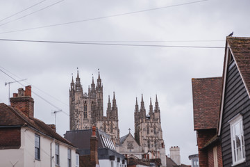 Canterbury Cathedral and Rooftops in Canterbury, England