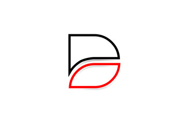 Obraz na płótnie Canvas red black line D letter logo alphabet for icon design