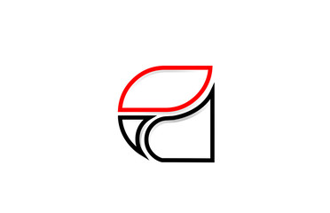 red black line G letter logo alphabet for icon design