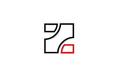 red black line Z letter logo alphabet for icon design