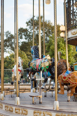 Eiffel tower near the amusement Park in Paris in France September 2019