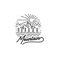 Simple mountain badge logo design inspiration. Template