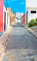 Fototapeta na wymiar Street of the spanish village of La Orotava in the Canary island in a sunny day.
