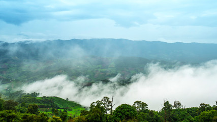 landscape with blue sky and clouds