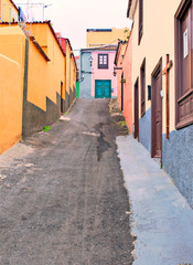 Street of the spanish village of La Orotava in the Canary island in a sunny day.
