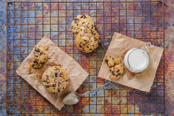 cookies and cup of tea on wooden table