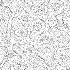 Hand drawn doodle avocado seamless pattern.