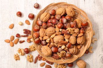 assorted of nuts- hazelnut, walnut, pecan, cashew