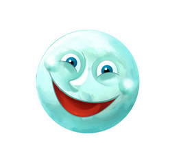 Cartoon happy and funny moon or meteorite isolated on white background - illustration for children
