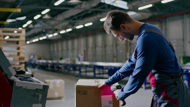 Warehouse worker with a pallet rack