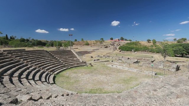 Panoramic view of the Greek archaeological site of Morgantina, in the interior of Sicily in Italy.